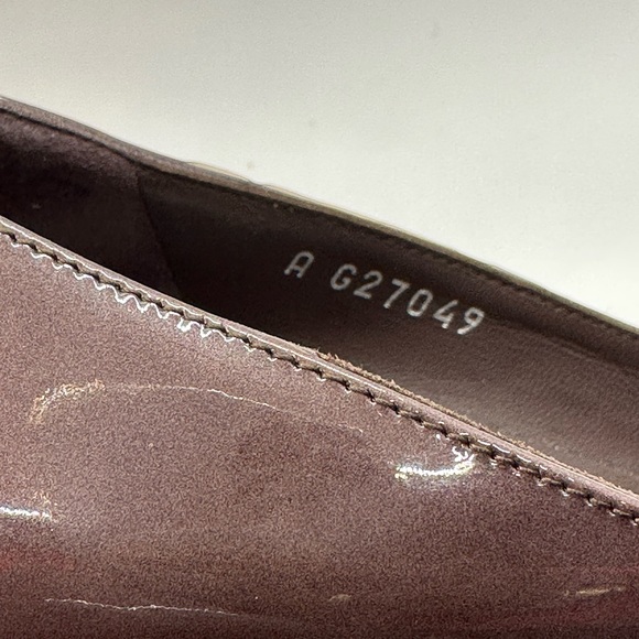 Sold-CHANEL Platform Pump Patent Leather Cap Toe Brown Black Silver Sz 38 - Picture 10 of 11